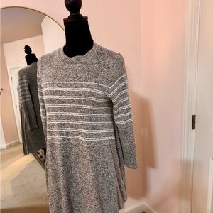 Caslon Gray and White Striped Sweater Tunic Ladies Small